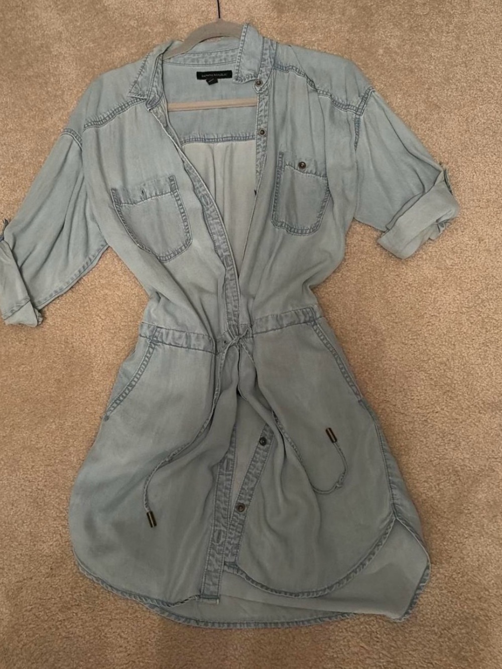 Banana Republic Light Blue Denim Midi Shirt Dress